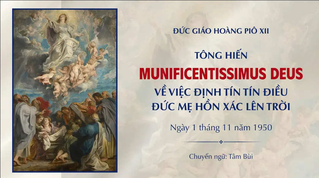 Tông Hiến Munificentissimus Deus về việc Định Tín Tín Điều Đức Mẹ Hồn Xác Lên Trời